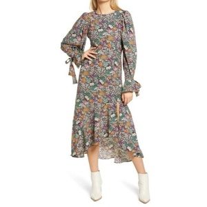 Topshop Floral Print Long Sleeve Maxi Dress